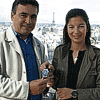 Tirage au sort Hublot Big Bang et remise du prix � l�heureux gagnant Georges dos Santos e Silva par Victoire R�egger au Centre Pompidou
