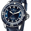 La nouvelle montre Blancpain Fifty Fathoms habill�e d�un bleu profond oc�anique, pr�sent�e � la Cit� du Temps de Gen�ve