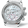 La montre Blancpain Women, chronographe flyback � Saint-Valentin 2009 �, date et petite seconde, cadran en nacre serti rubis, automatique